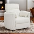 Pemberly Row Contemporary Fabric Swivel Glider Recliner in Ivory