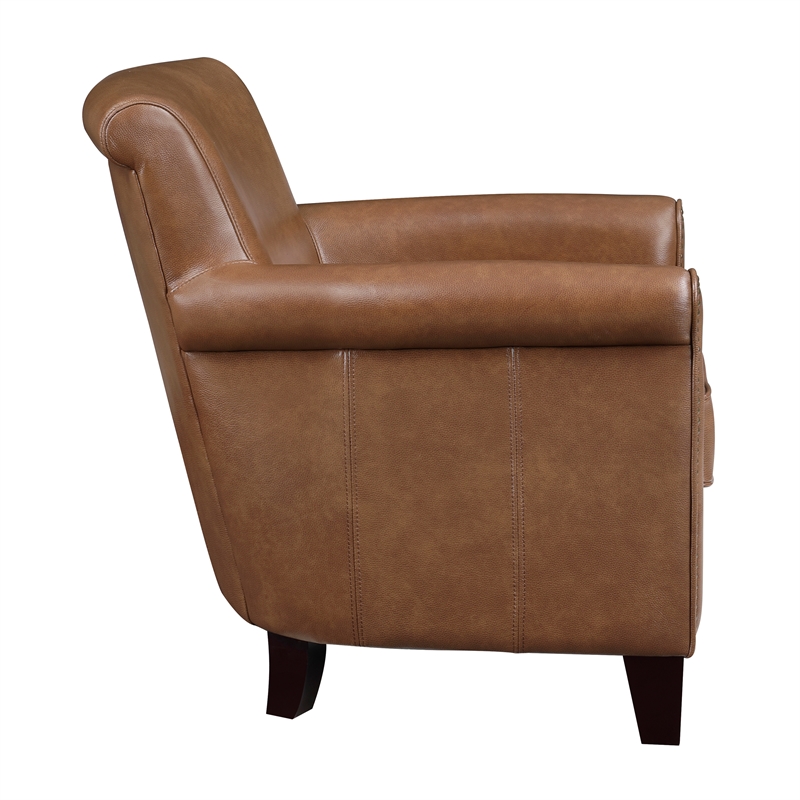 Pemberly Row Leather Accent chair& Brown all Top Grain Leather in Brown