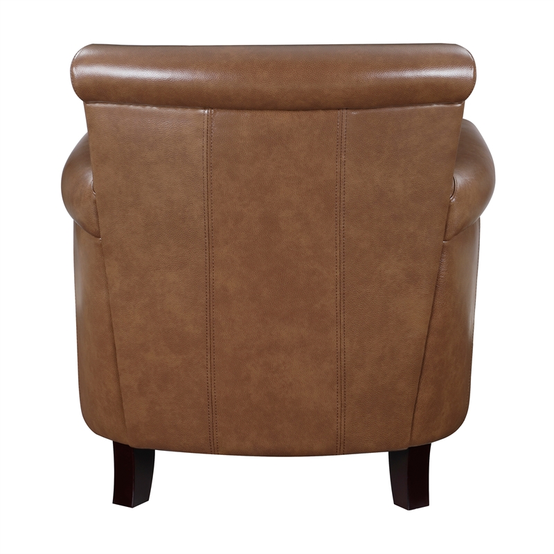 Pemberly Row Leather Accent chair& Brown all Top Grain Leather in Brown