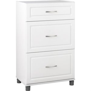 Pemberly Row Contemporary 24&quot 3 Drawer Base Cabinet in White
