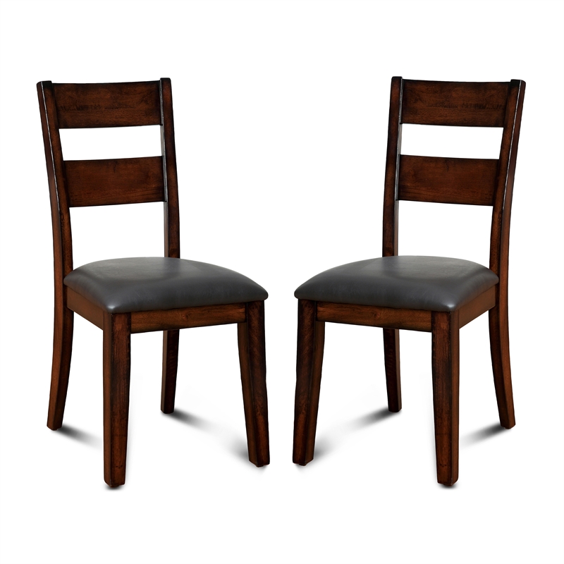 Pemberly Row Modern Wood Dining Chair in Dark Cherry (Set of 2)