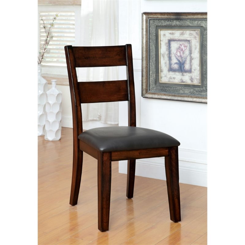 Pemberly Row Modern Wood Dining Chair in Dark Cherry (Set of 2)