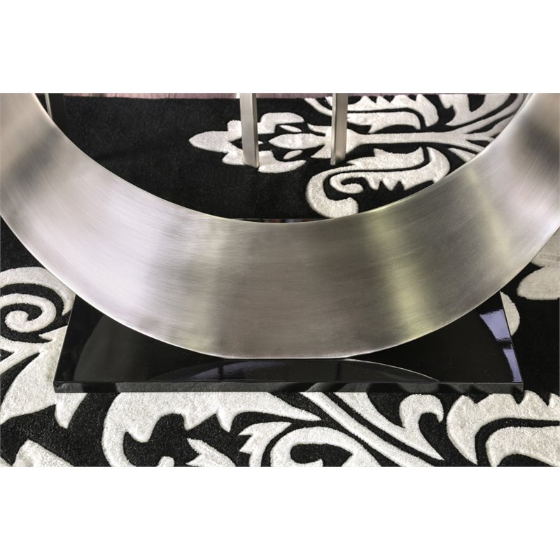 Pemberly Row Modern Contemporary Glass Top Dining Table in Silver