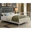 Pemberly Row Contemporary Metal King Spindle Bed in Vintage White