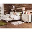 Pemberly Row Contemporary Metal King Spindle Bed in Vintage White