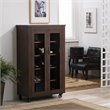 Pemberly Row Wood Shoe Cabinet with Casters in Vintage Walnut