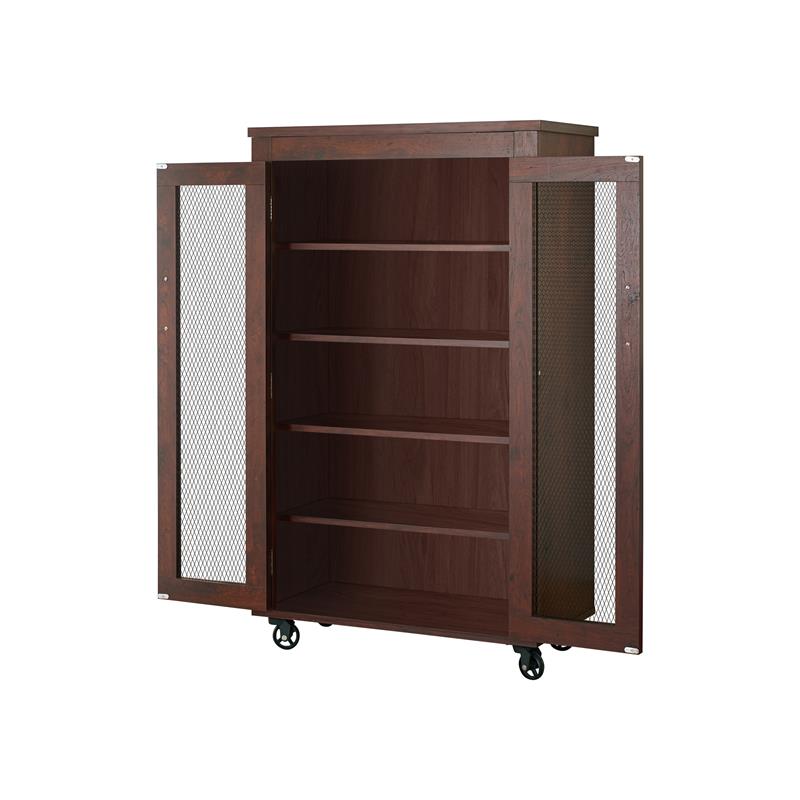 Pemberly Row Wood Shoe Cabinet with Casters in Vintage Walnut