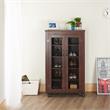 Pemberly Row Wood Shoe Cabinet with Casters in Vintage Walnut