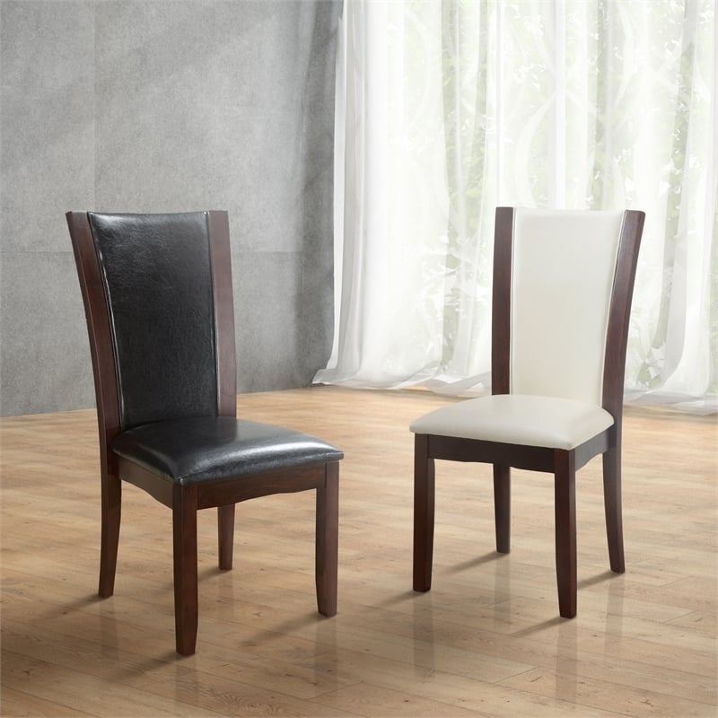 Pemberly Row Faux Leather Side Chair in Brown Cherry (Set of 2)