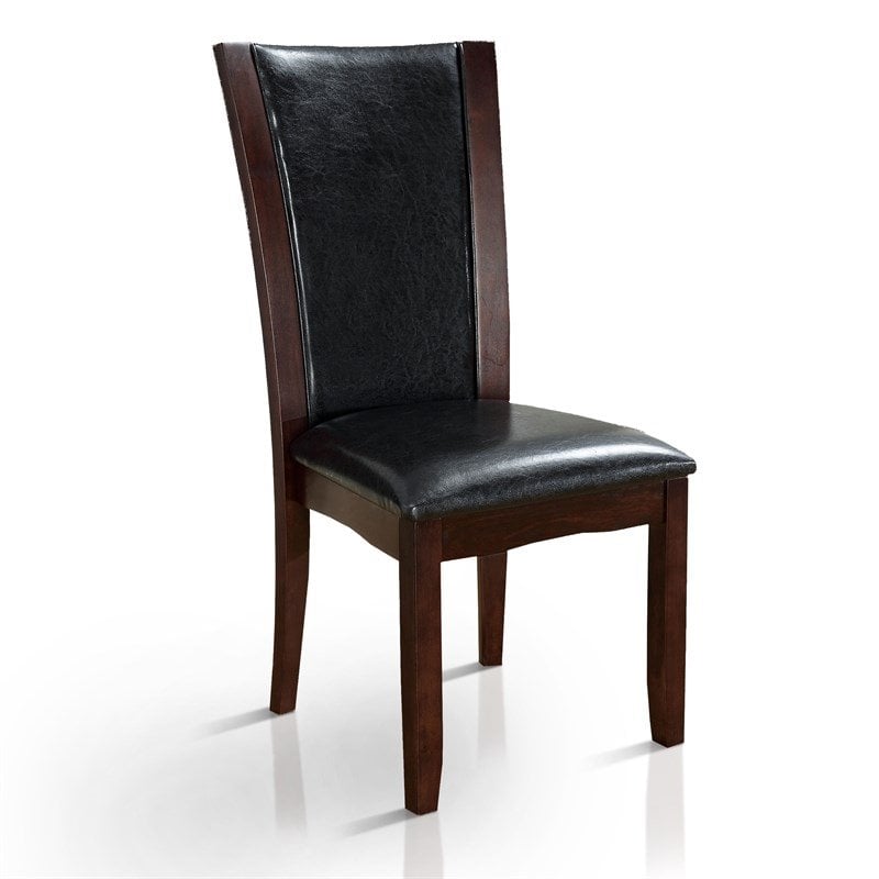 Pemberly Row Faux Leather Side Chair in Brown Cherry (Set of 2)