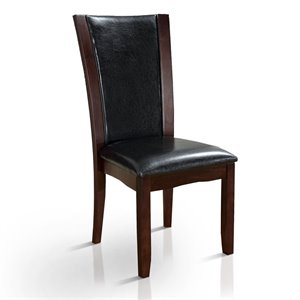 Pemberly Row Faux Leather Side Chair in Brown Cherry (Set of 2)