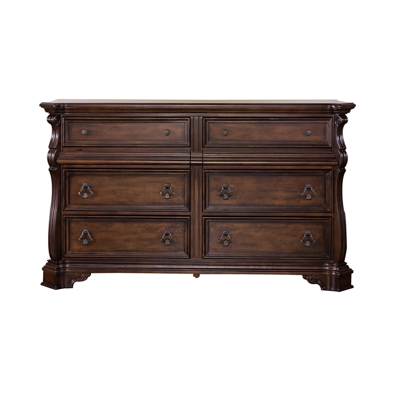 Pemberly Row Contemporary Dark Brown 8 Drawer Double Dresser