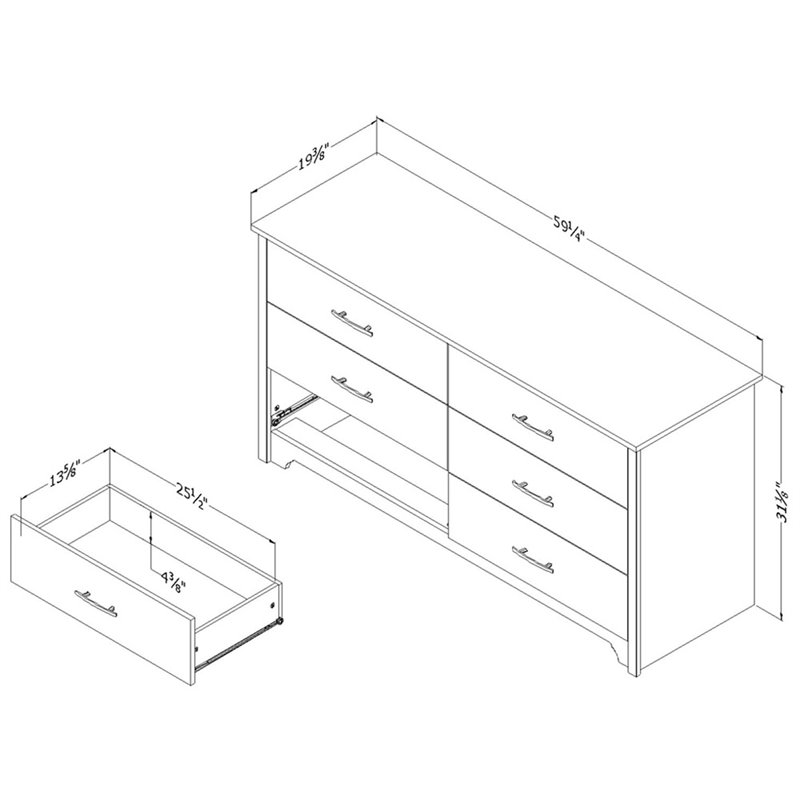 Pemberly Row Modern / Contemporary 6 Drawer Dresser in Gray Oak
