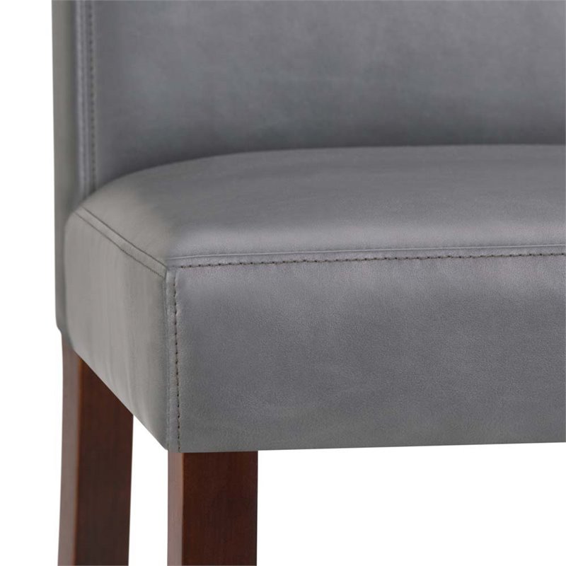 Pemberly Row Parson Dining Chair (Set of 2) - Stone Gray Faux Leather