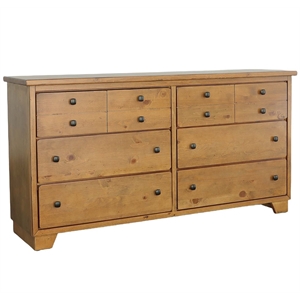 pemberly row contemporary 6 wood drawer dresser in cinnamon pine