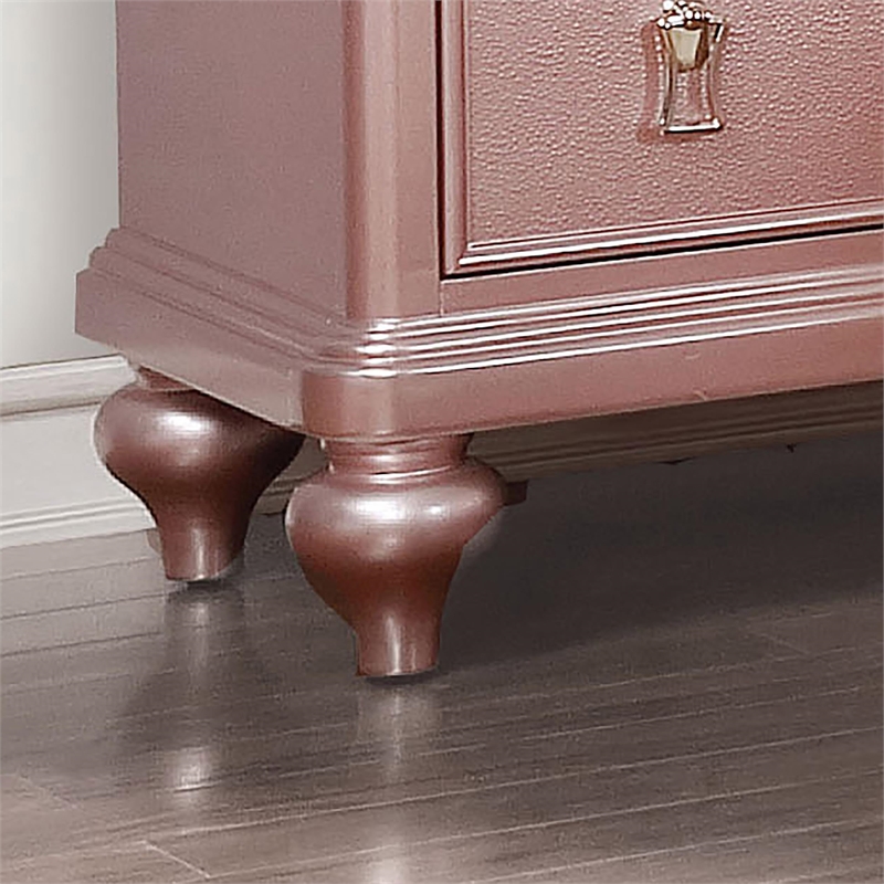 Pemberly Row Contemporary Solid Wood 2-Drawer Nightstand in Gold