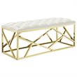 Pemberly Row Tufted Velvet Polyester Bench in Gold and Ivory