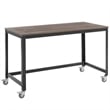 Pemberly Row Mobile Metal & Wood Writing Desk in Gray and Walnut