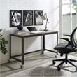 Pemberly Row Mobile Metal & Wood Writing Desk in Gray and Walnut