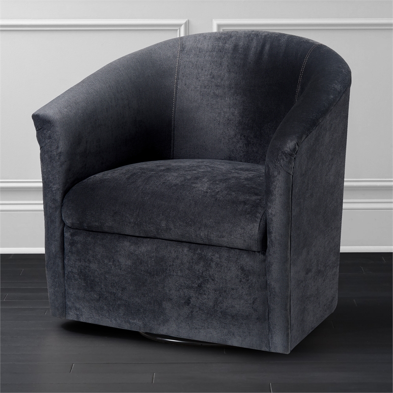 Pemberly Row Modern Charcoal Gray Microfiber Swivel Accent Chair