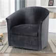 Pemberly Row Modern Charcoal Gray Microfiber Swivel Accent Chair
