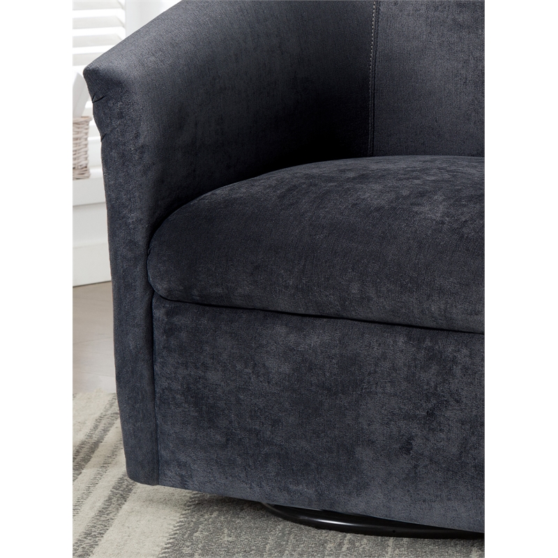 Pemberly Row Modern Charcoal Gray Microfiber Swivel Accent Chair