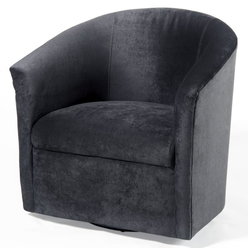 Pemberly Row Modern Charcoal Gray Microfiber Swivel Accent Chair
