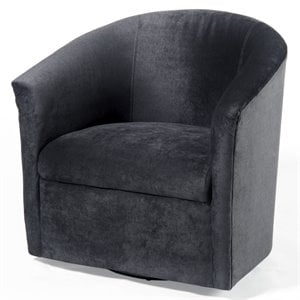 Pemberly Row Modern Charcoal Gray Microfiber Swivel Accent Chair