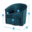 Pemberly Row Modern Ocean Blue Microfiber Swivel Accent Chair