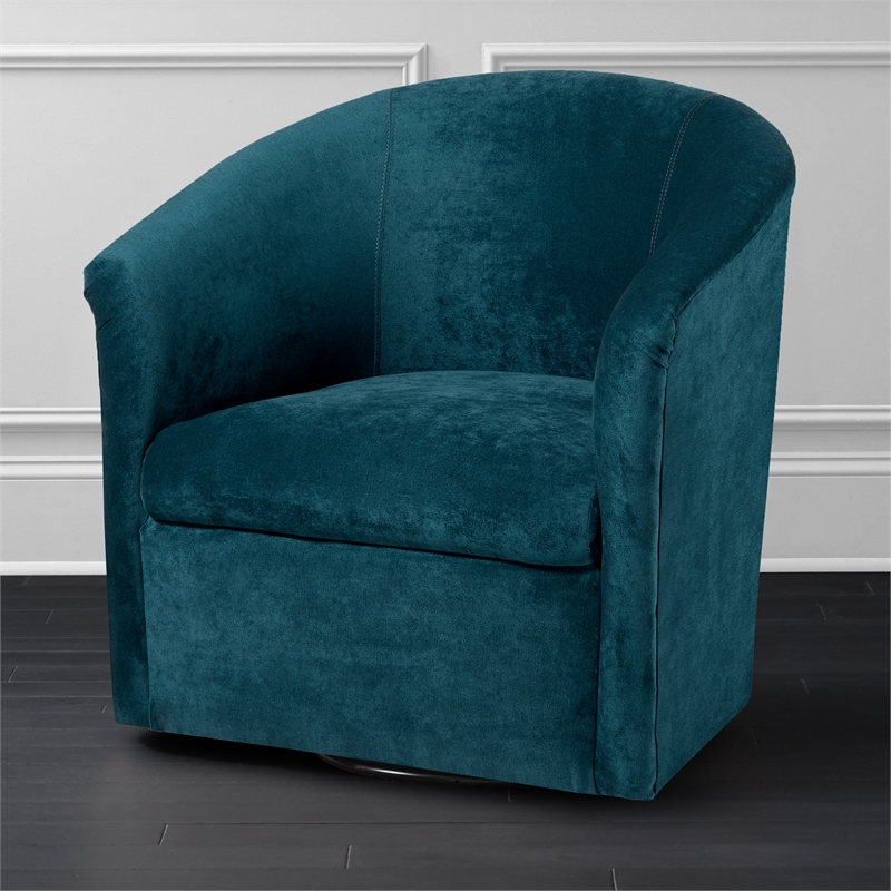 Pemberly Row Modern Ocean Blue Microfiber Swivel Accent Chair