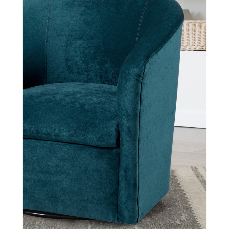 Pemberly Row Modern Ocean Blue Microfiber Swivel Accent Chair
