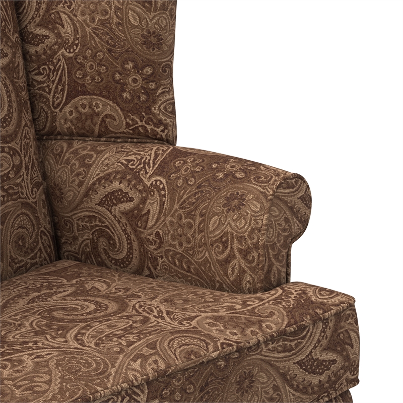 Pemberly Row Modern Cocoa Brown Fabric Wing Back Accent Chair