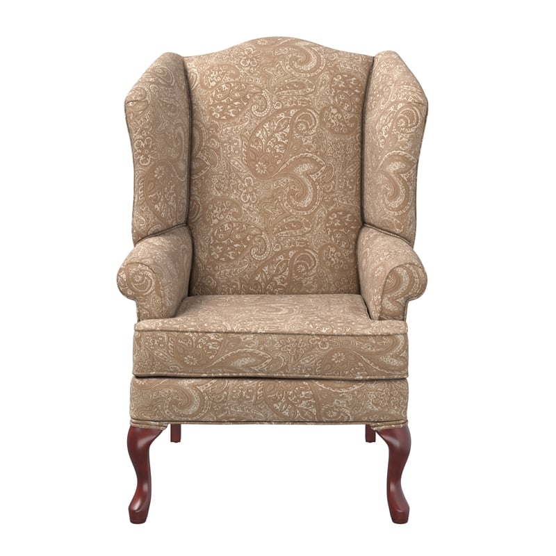Pemberly Row Contemporary Cream Traditional Wingback Accent Chair