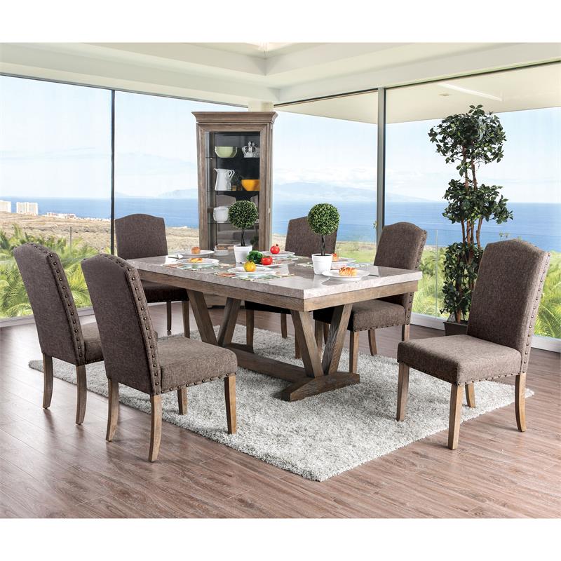 Pemberly Row Modern Fabric Padded Side Chair in Natural (Set of 2)