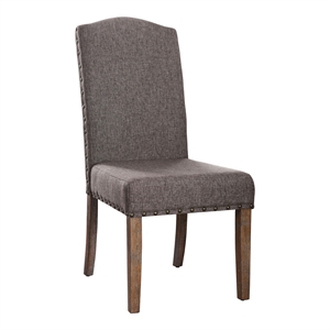 Pemberly Row Modern Fabric Padded Side Chair in Natural (Set of 2)