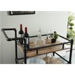 Pemberly Row Contemporary Industrial Metal Bar Cart in Sand Black