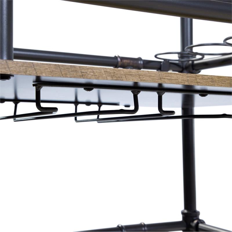 Pemberly Row Contemporary Industrial Metal Bar Cart in Sand Black