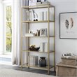 Pemberly Row Modern / Contemporary Glass Shelves Bookcase Gold