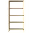 Pemberly Row Modern / Contemporary Glass Shelves Bookcase Gold