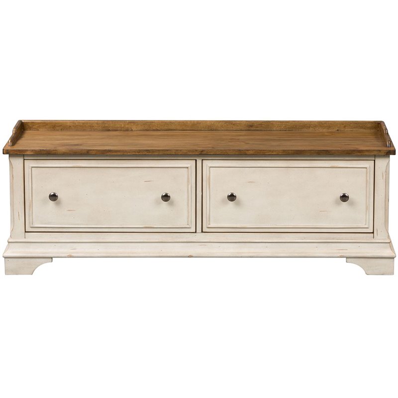 Pemberly Row Modern / Contemporary White Finish Storage Hall Bench