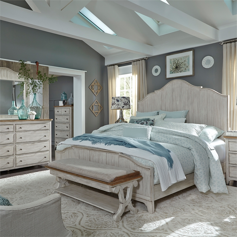 Pemberly Row Modern Farmhouse Reimagined White 5 Drawer Chest