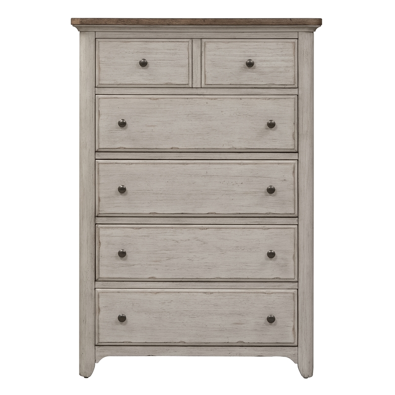 Pemberly Row Modern Farmhouse Reimagined White 5 Drawer Chest
