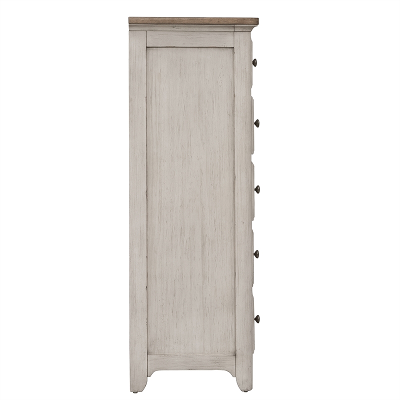 Pemberly Row Modern Farmhouse Reimagined White 5 Drawer Chest