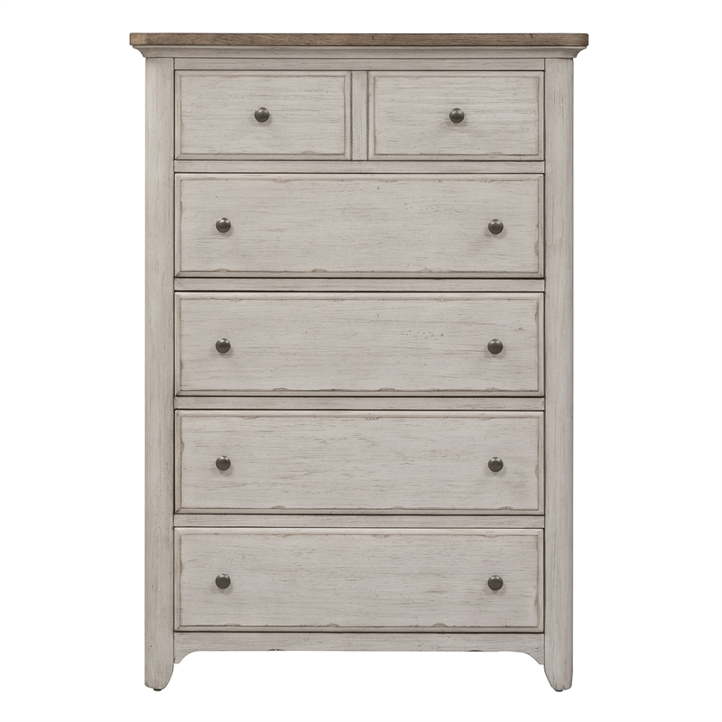 Pemberly Row Modern Farmhouse Reimagined White 5 Drawer Chest