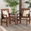 Pemberly Row Outdoor Wood Patio Chairs - Set of 2 - Dark Brown