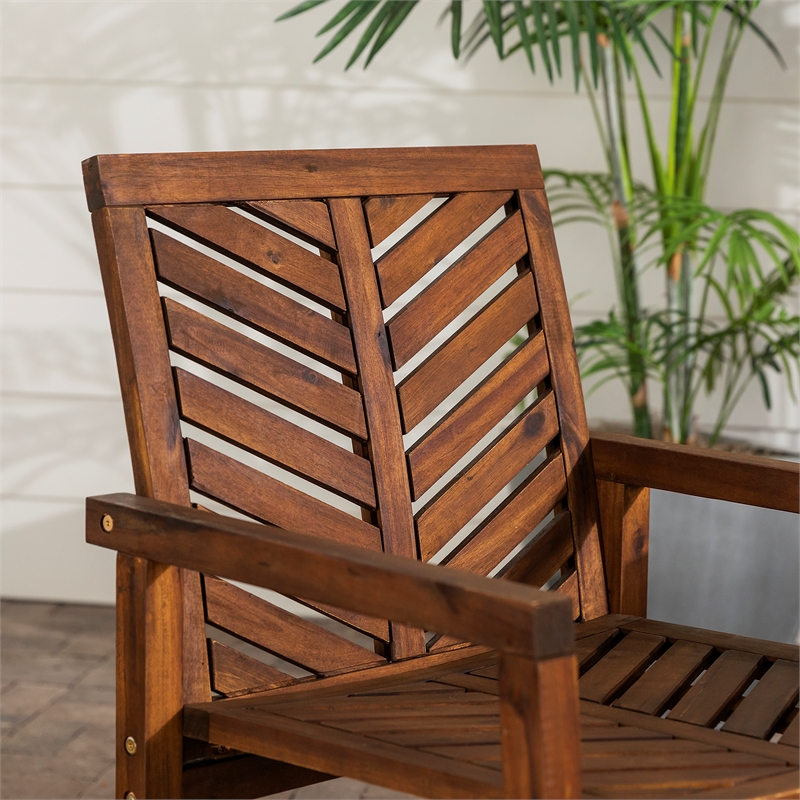 Pemberly Row Outdoor Wood Patio Chairs - Set of 2 - Dark Brown