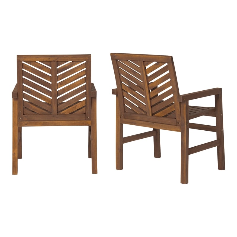 Pemberly Row Outdoor Wood Patio Chairs - Set of 2 - Dark Brown