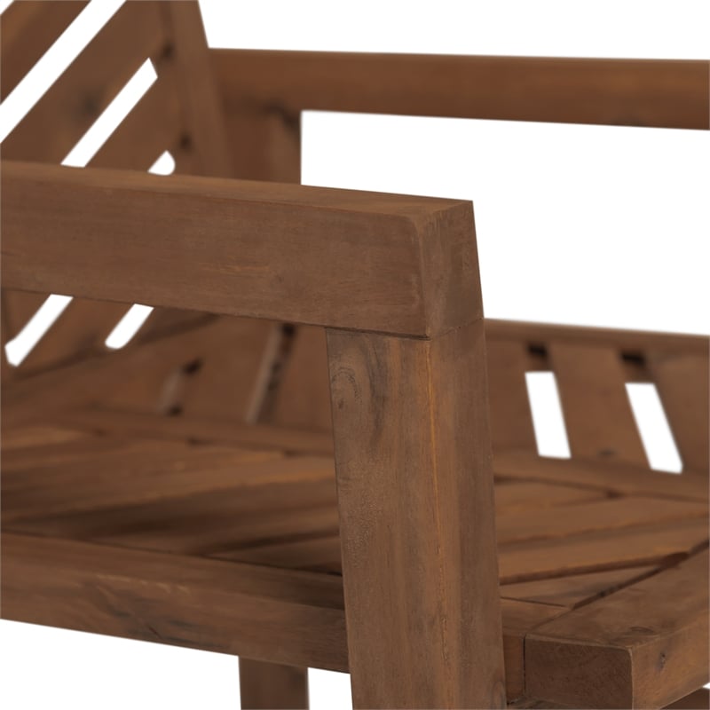Pemberly Row Outdoor Wood Patio Chairs - Set of 2 - Dark Brown