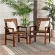 Pemberly Row Outdoor Wood Patio Chairs - Set of 2 - Dark Brown