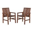 Pemberly Row Outdoor Wood Patio Chairs - Set of 2 - Dark Brown